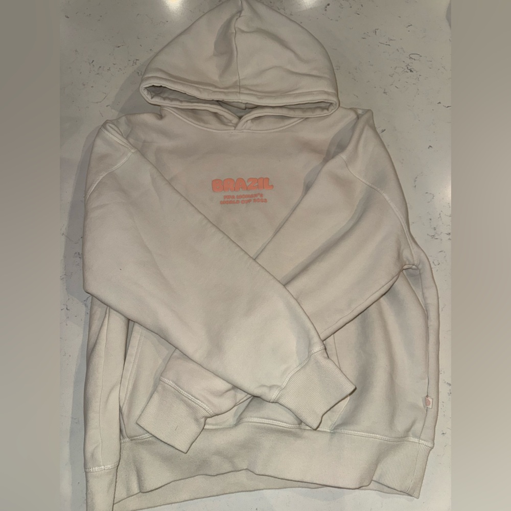 Cotton On Cream Hoodie with Pink Text